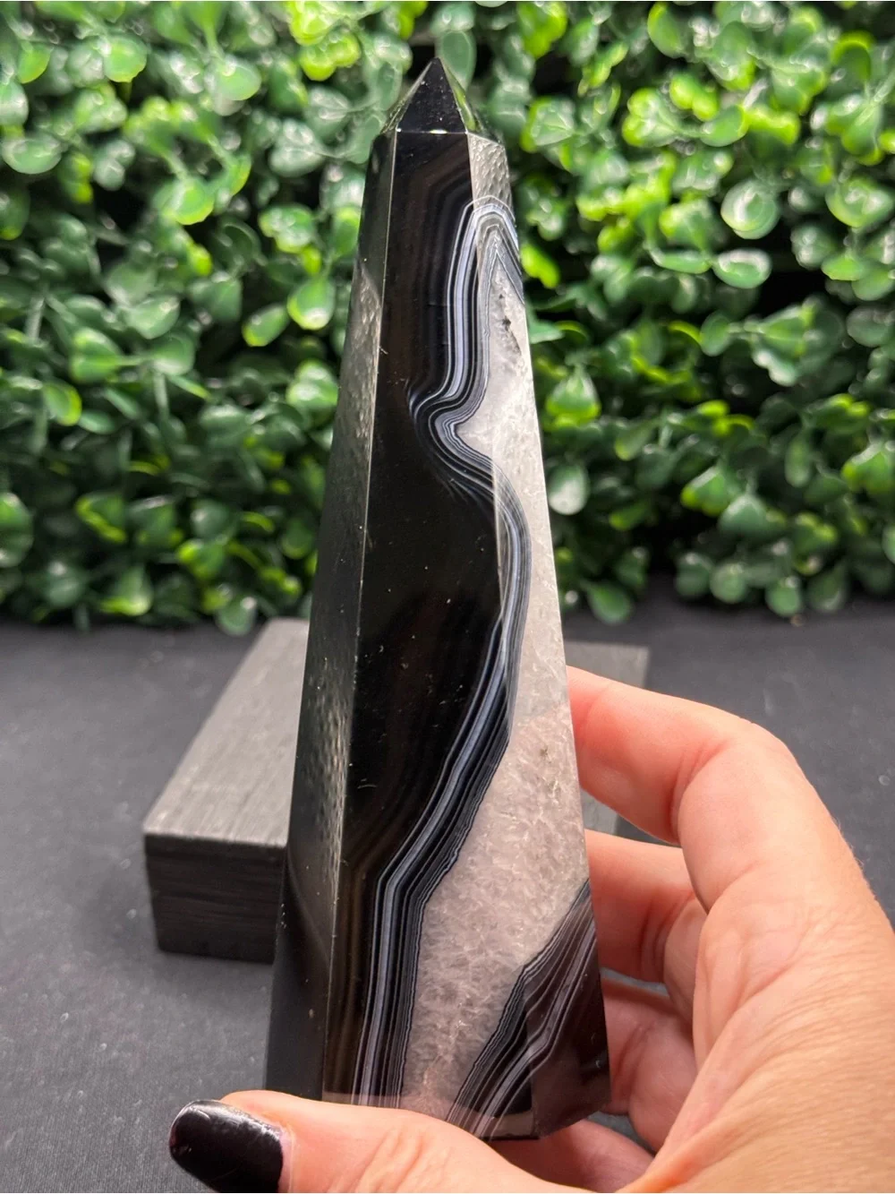 Black Banded Agate & Quartz Towers Obelisk